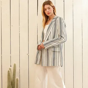 Women's Stripe Blazer in Blue White