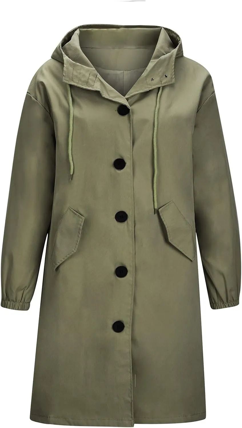XUNRYAN Plus Size Women's Trench Jackets Rain Jacket Loose Hooded Oversized Elegant Windbreaker Comfortable Coat Outwear